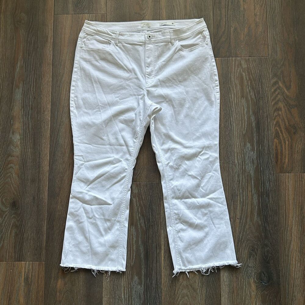 J.Jill Kick-Flare Ankle Jeans Womens 18 White Raw Hem Stretch Plus Size Denim
